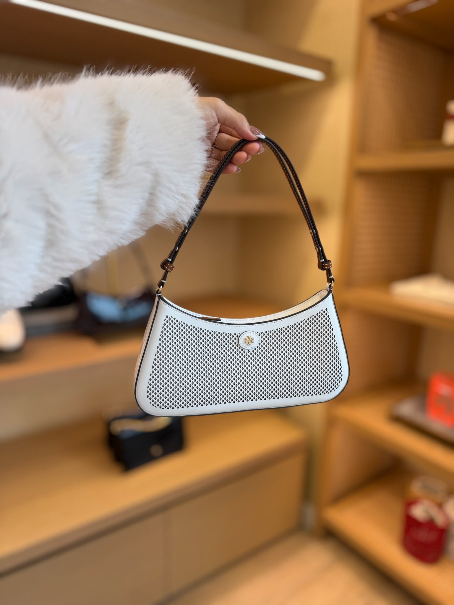 Emerson Perforated Color-Block Shoulder Bag