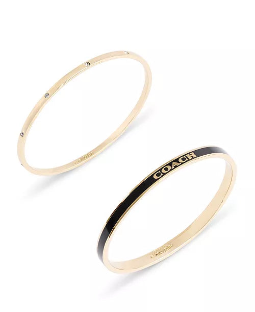 Faux Stone Enamel Signature Bangle Bracelet Set