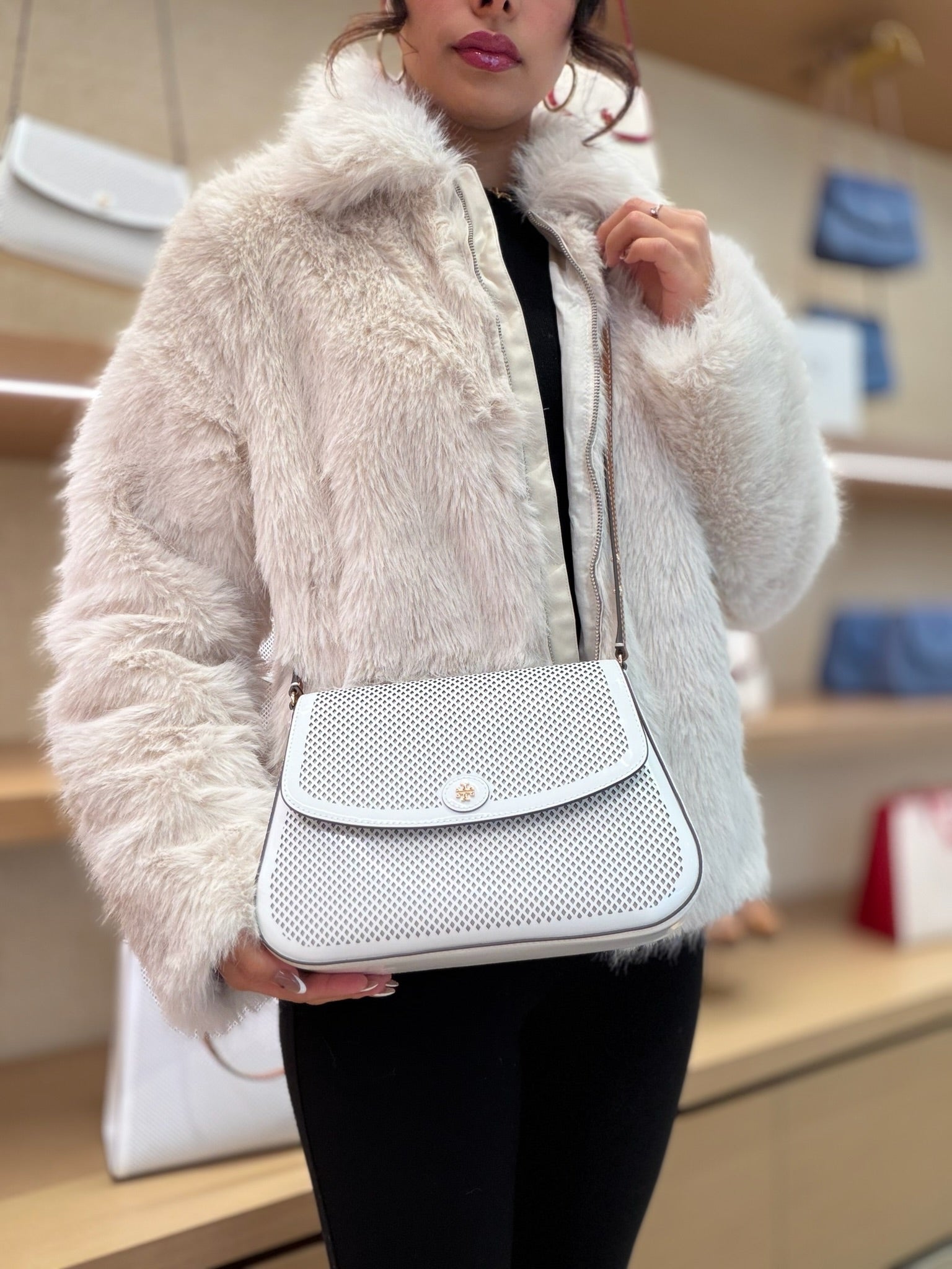 Emerson Perforated Color-Block Convertible Shoulder