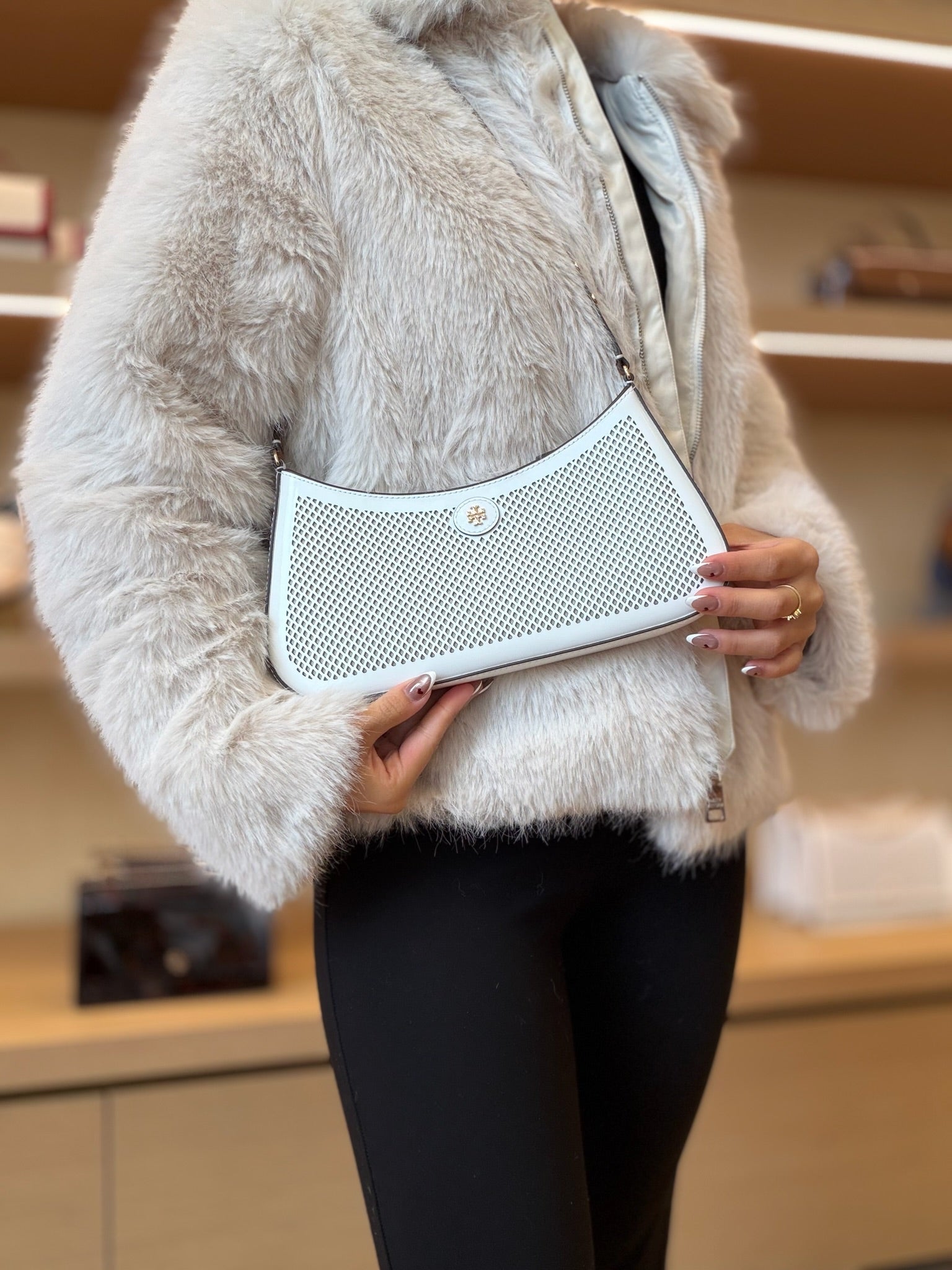 Emerson Perforated Color-Block Shoulder Bag