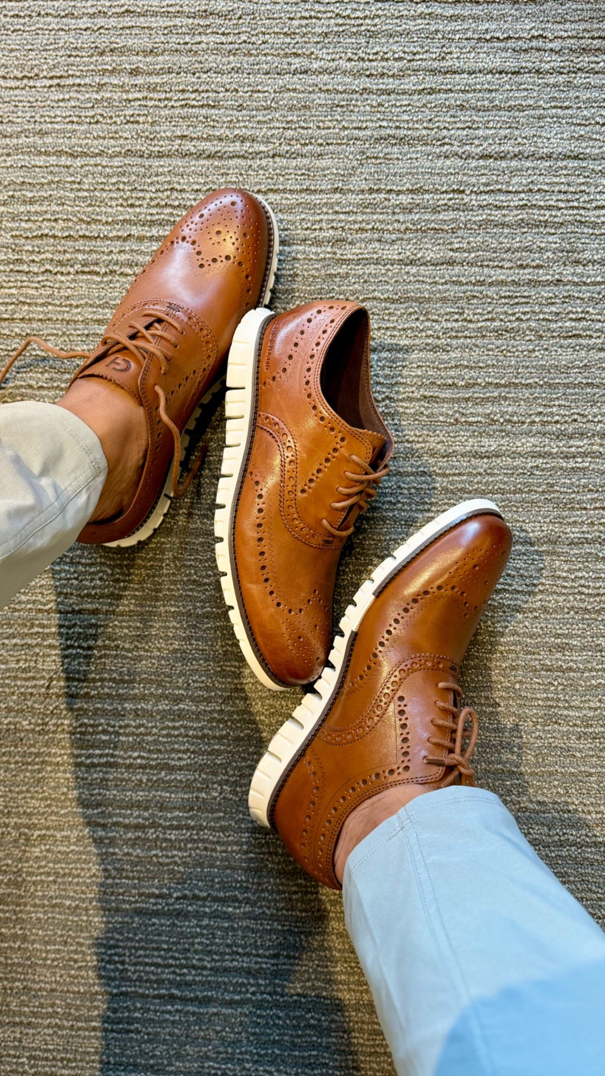 Men's ZERØGRAND Wingtip Oxford British Tan/Ivory