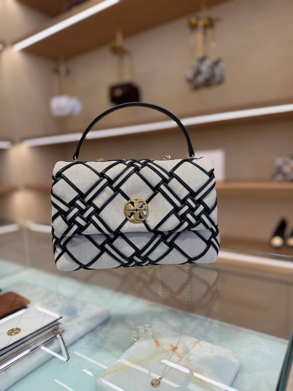 Tory Burch Kira Woven Canvas Convertible Shoulder Bag