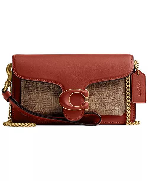 tabby chain clutch in signature canvas