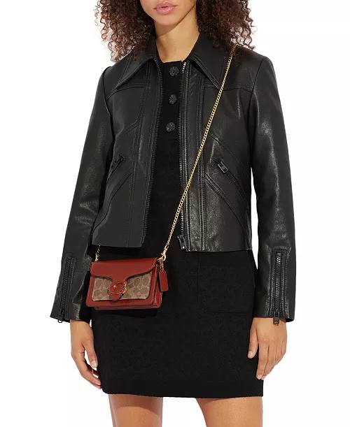 tabby chain clutch in signature canvas