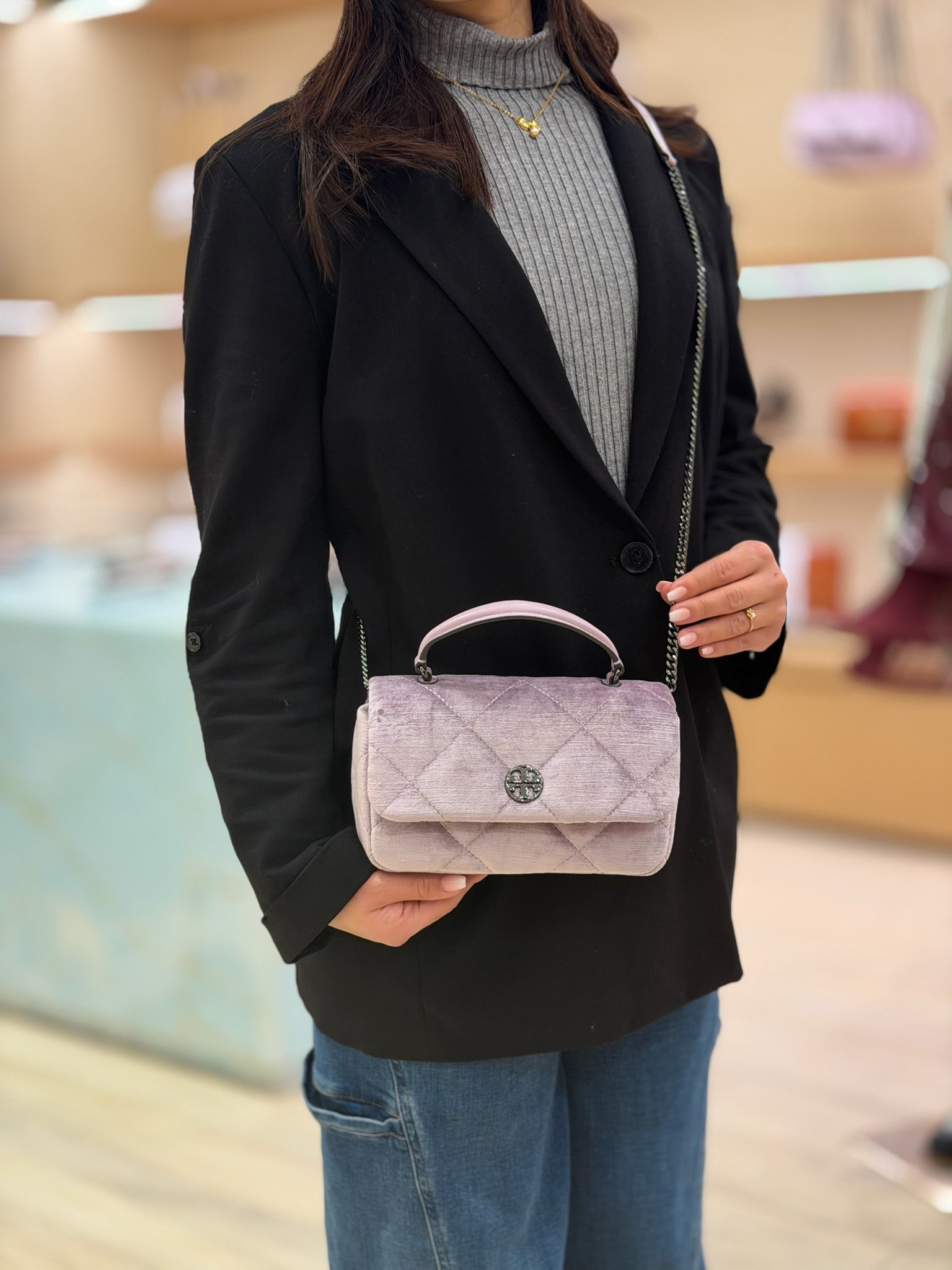 Willa Velvet Mini Top Handle Bag