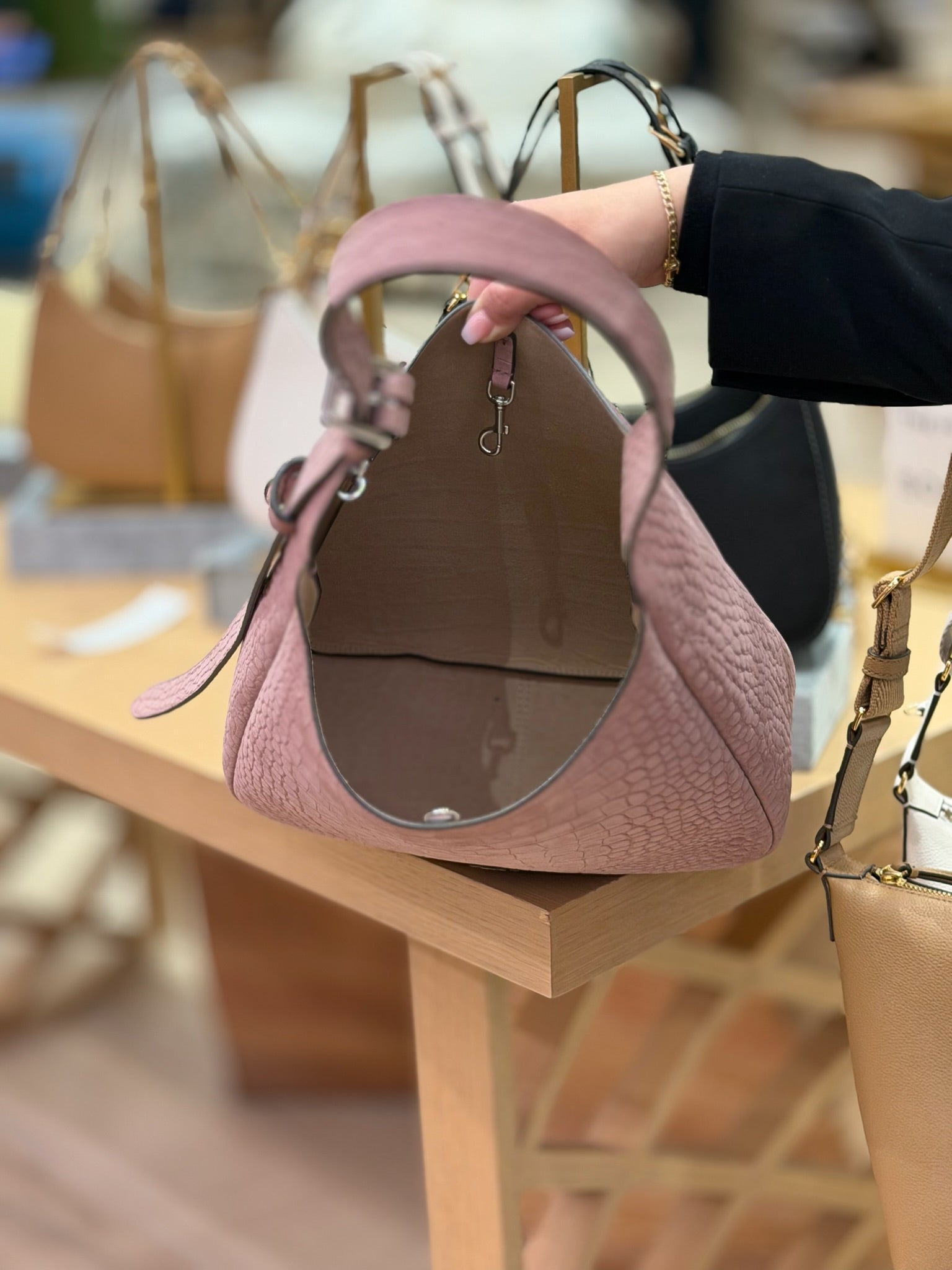 Embossed Suede Thea Slouchy Shoulder Bag