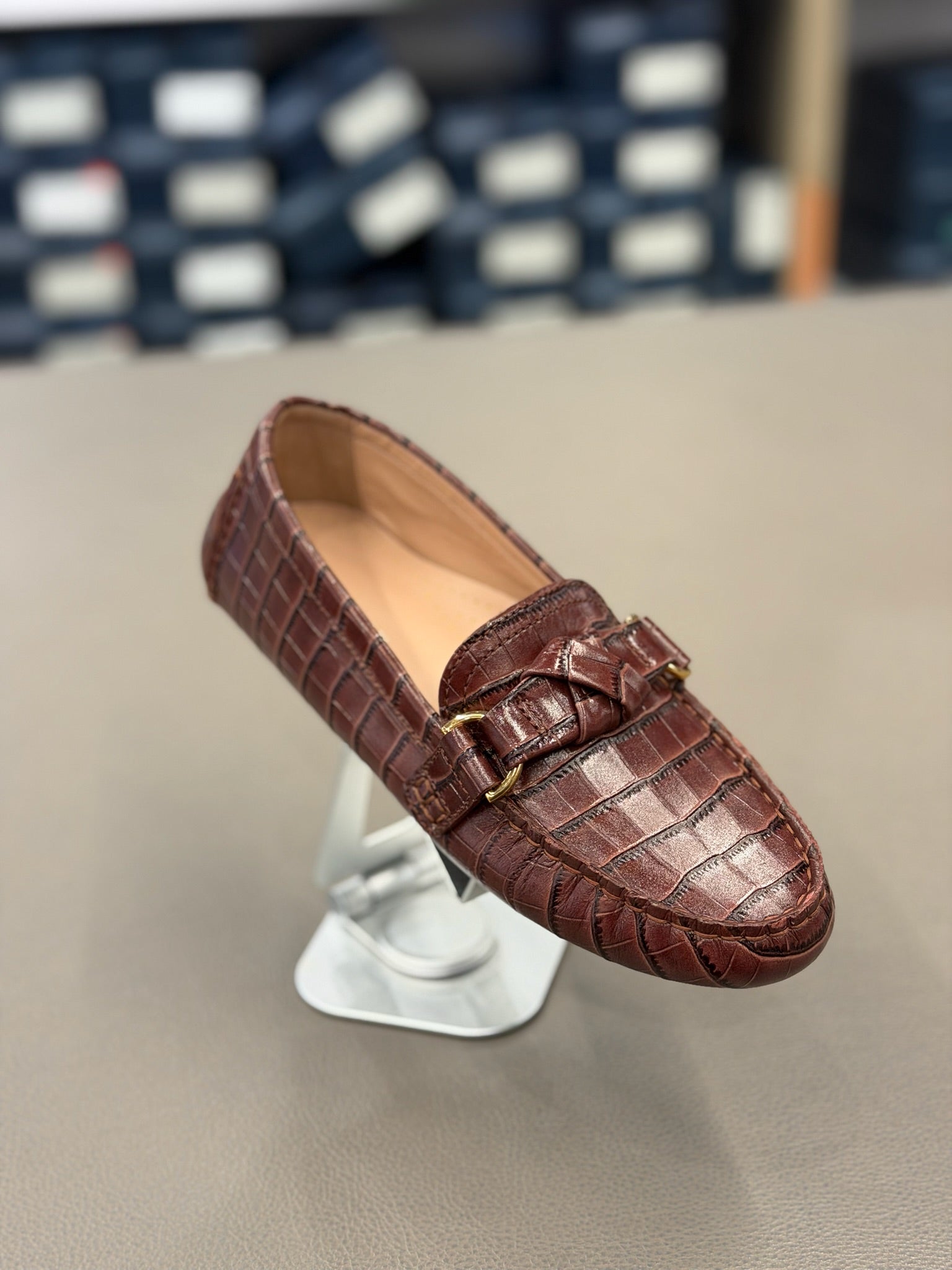 Women's Emmie Knot Driver Driving Style Loafer Irish Coffee Suede