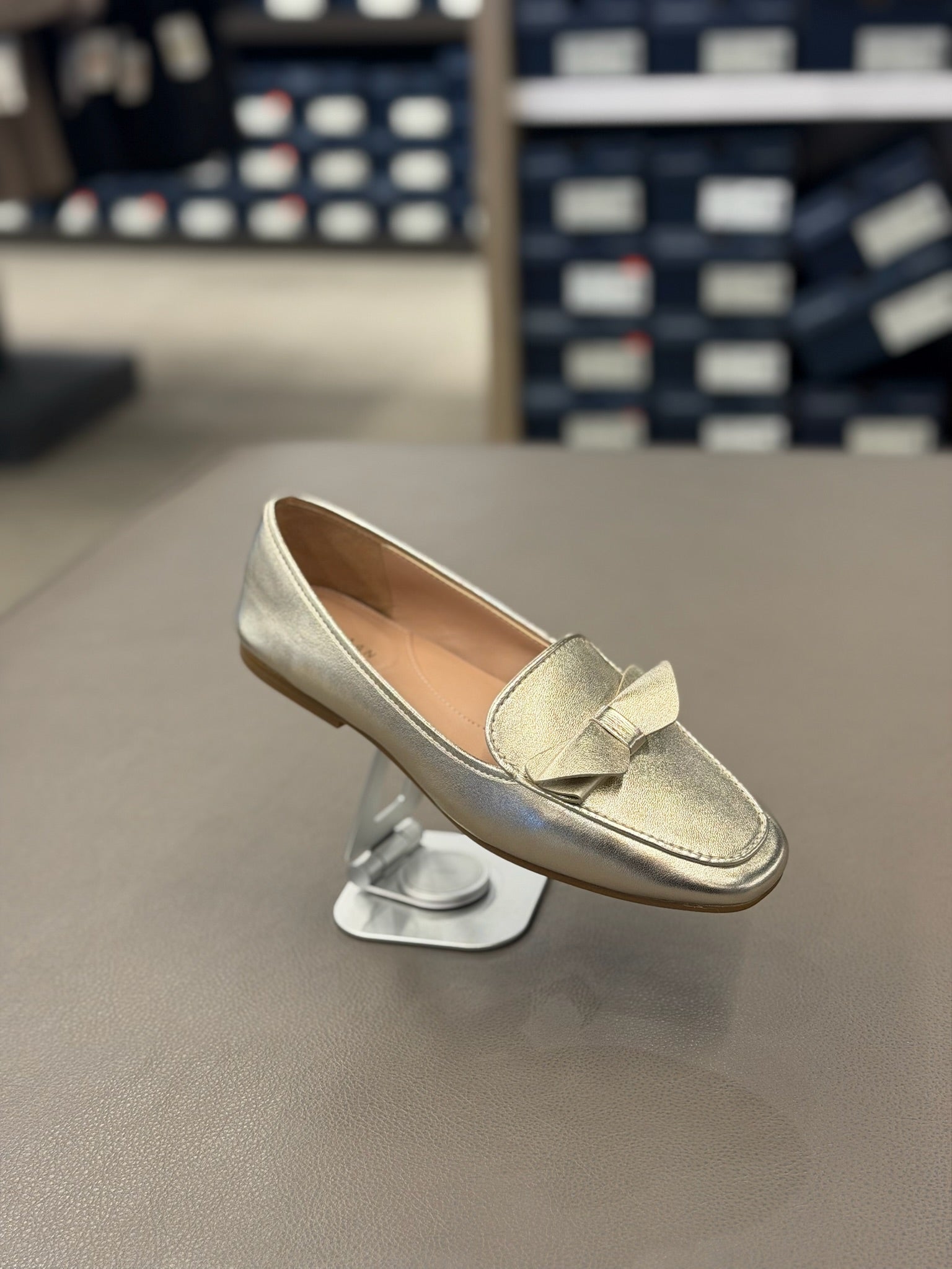 Women's Payson Colorblock Leather Bow Square Toe Loafers Gold