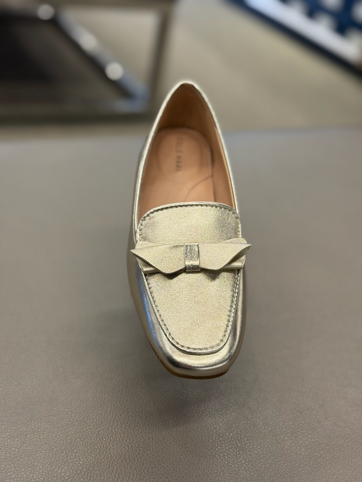 Women's Payson Colorblock Leather Bow Square Toe Loafers Gold