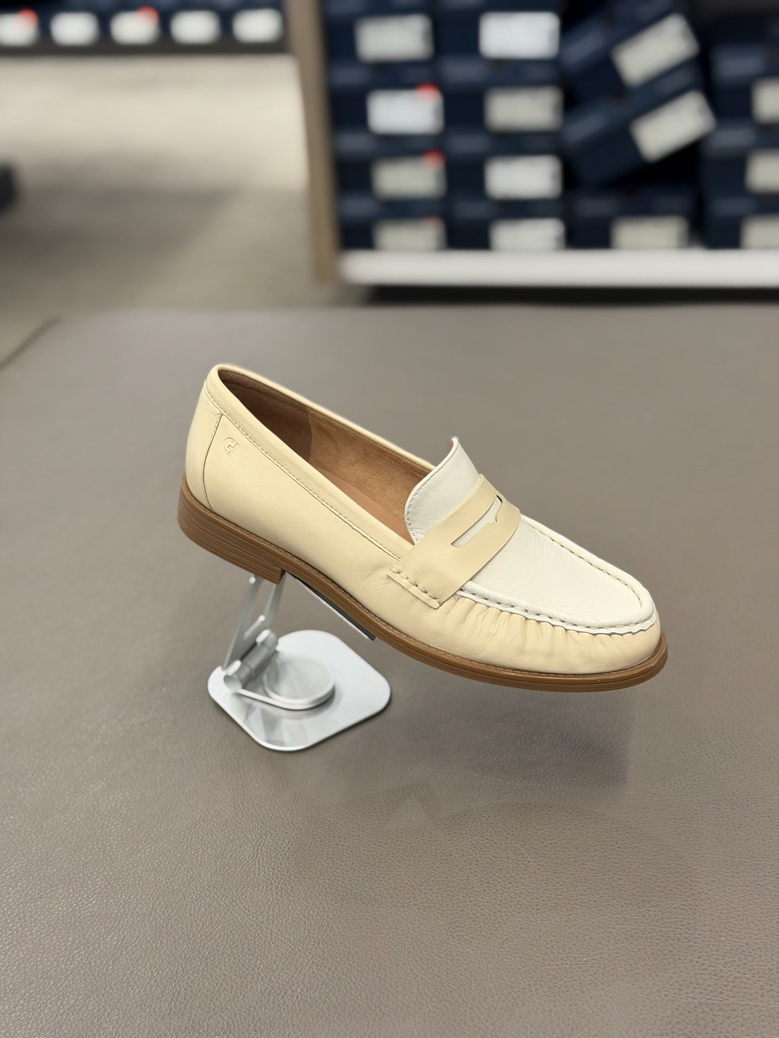 Women's Stassi Soft Leather Penny Loafers beige & Off white