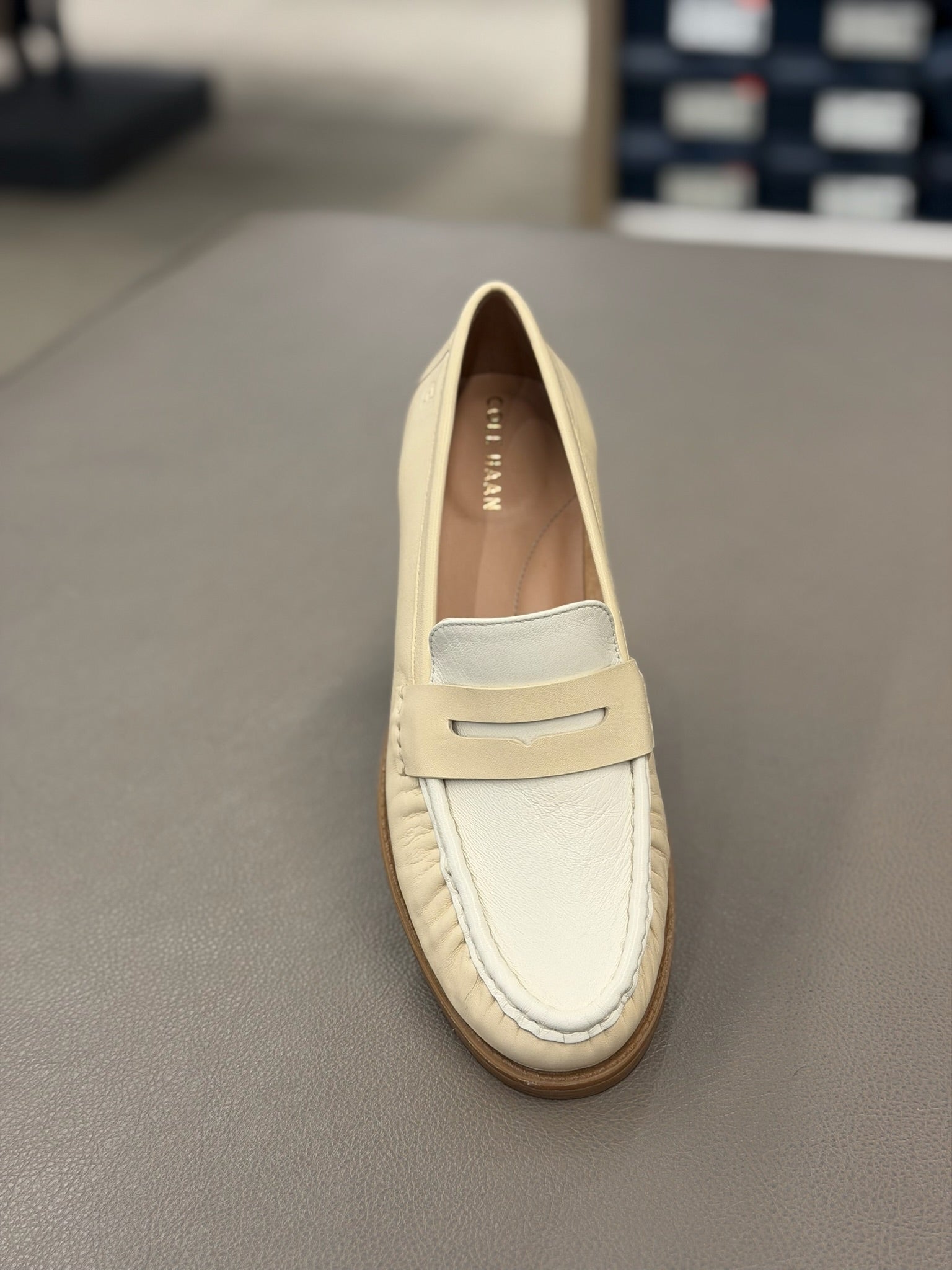 Women's Stassi Soft Leather Penny Loafers beige & Off white