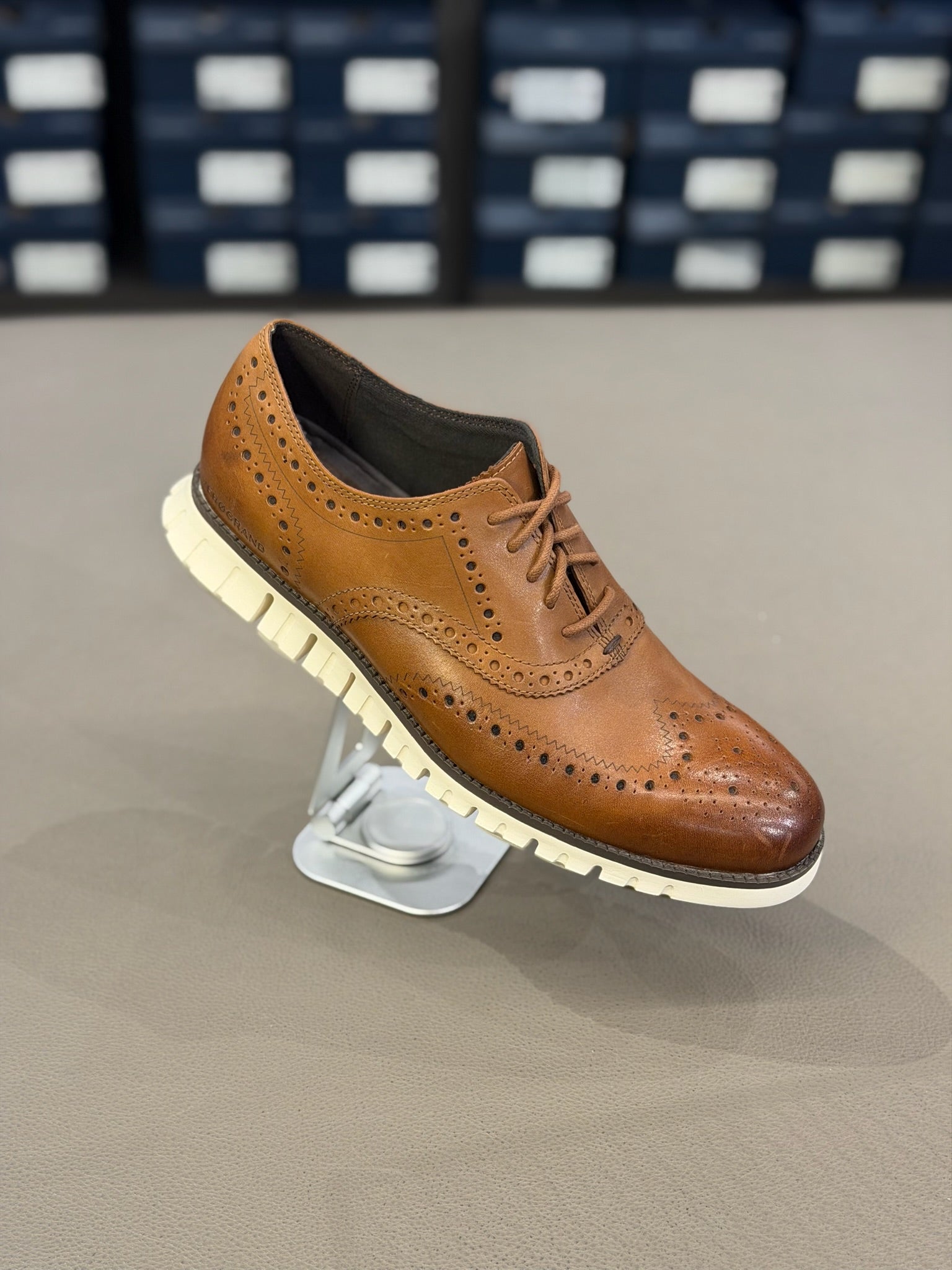 Men's ZERØGRAND Wingtip Oxford British Tan/Ivory