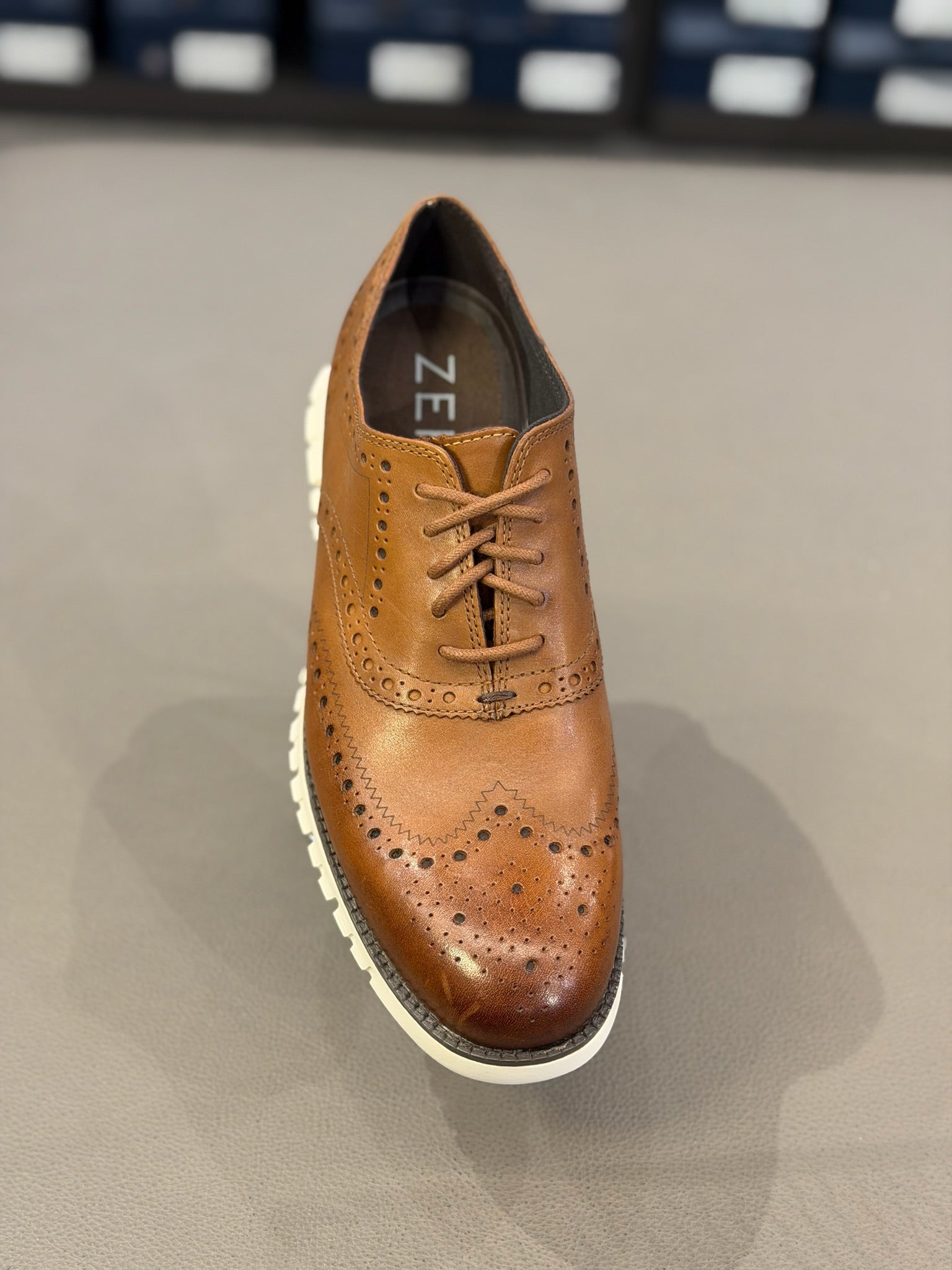Men's ZERØGRAND Wingtip Oxford British Tan/Ivory