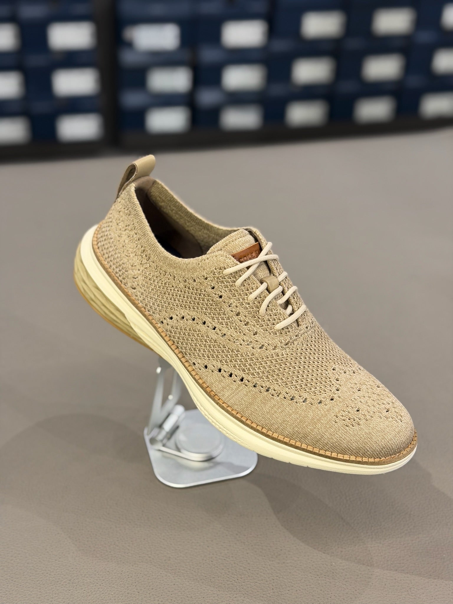 Men's Natural Grand Hurrion Stitchlite Wingtip Oxford Dark Beige