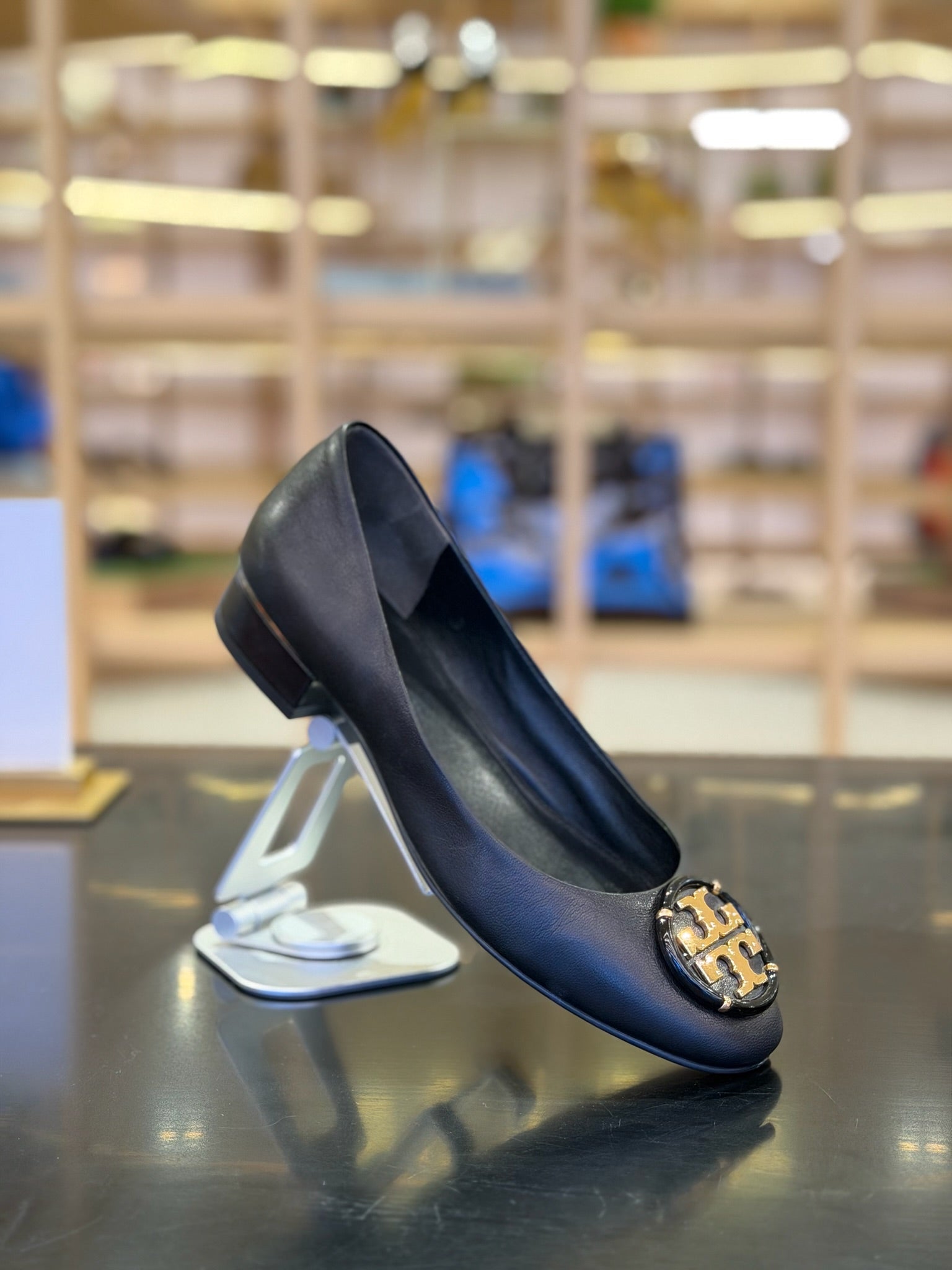 Chelsea Cap Toe Leather Ballet Flat Black