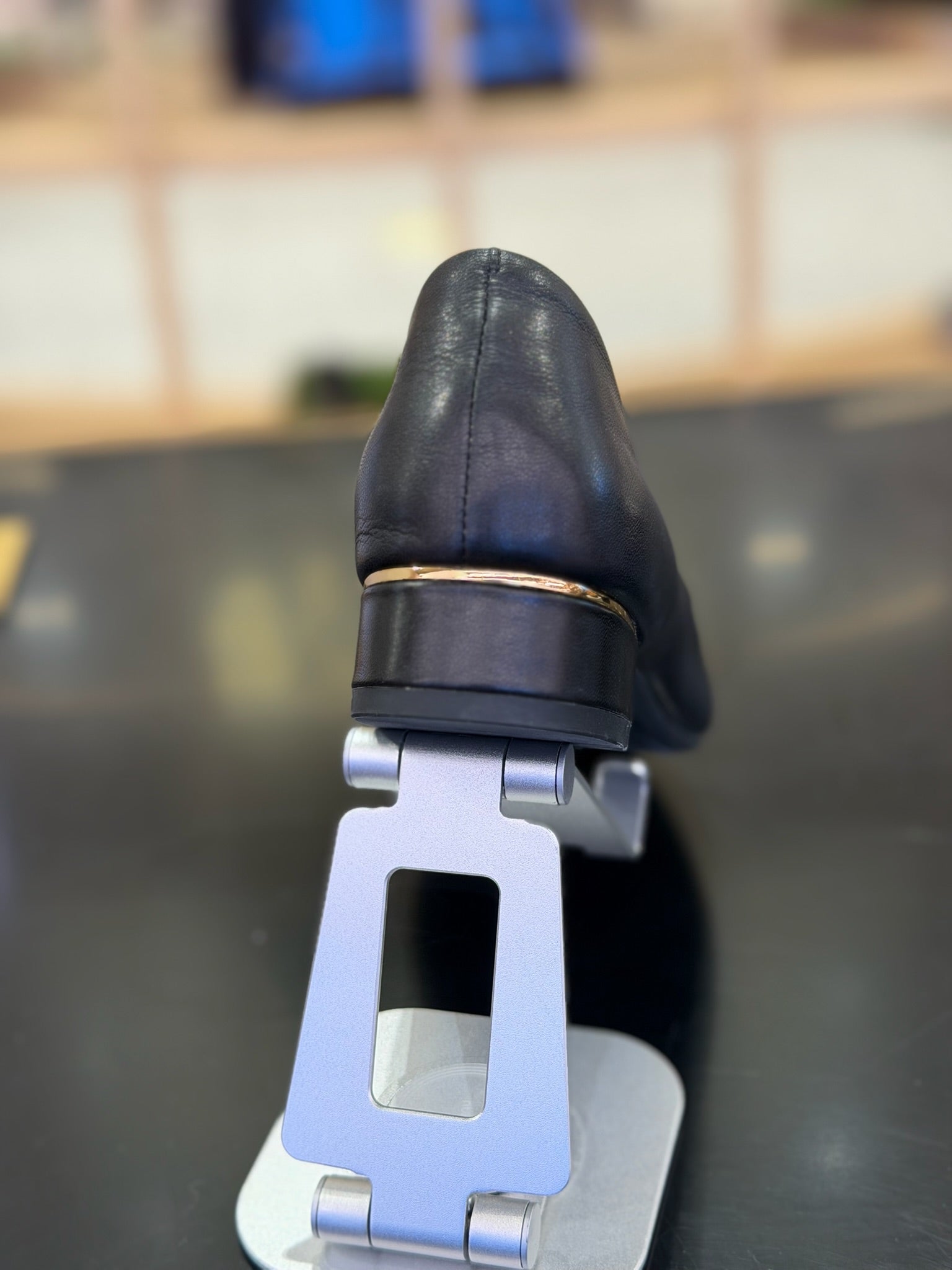 Chelsea Cap Toe Leather Ballet Flat Black