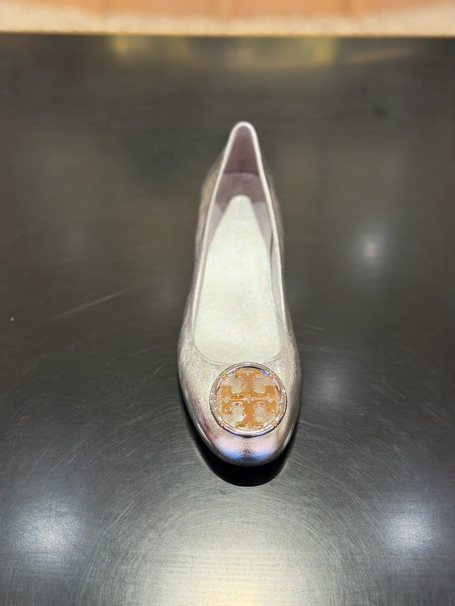 Chelsea Cap Toe Leather Ballet Flat Metallic