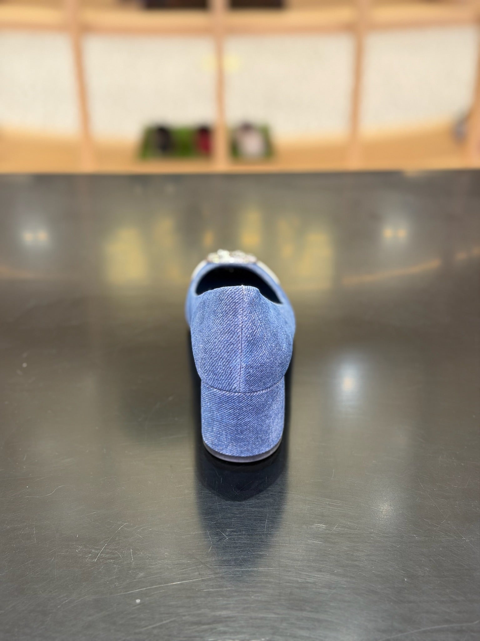 Chelsea Block Heel Pumps Denim