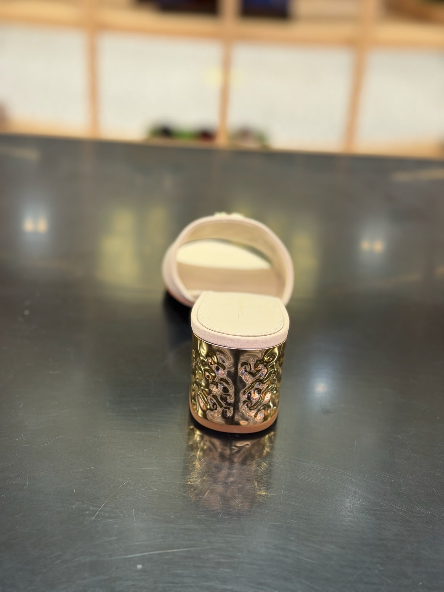 Everly Leather Block Sandal in Cream