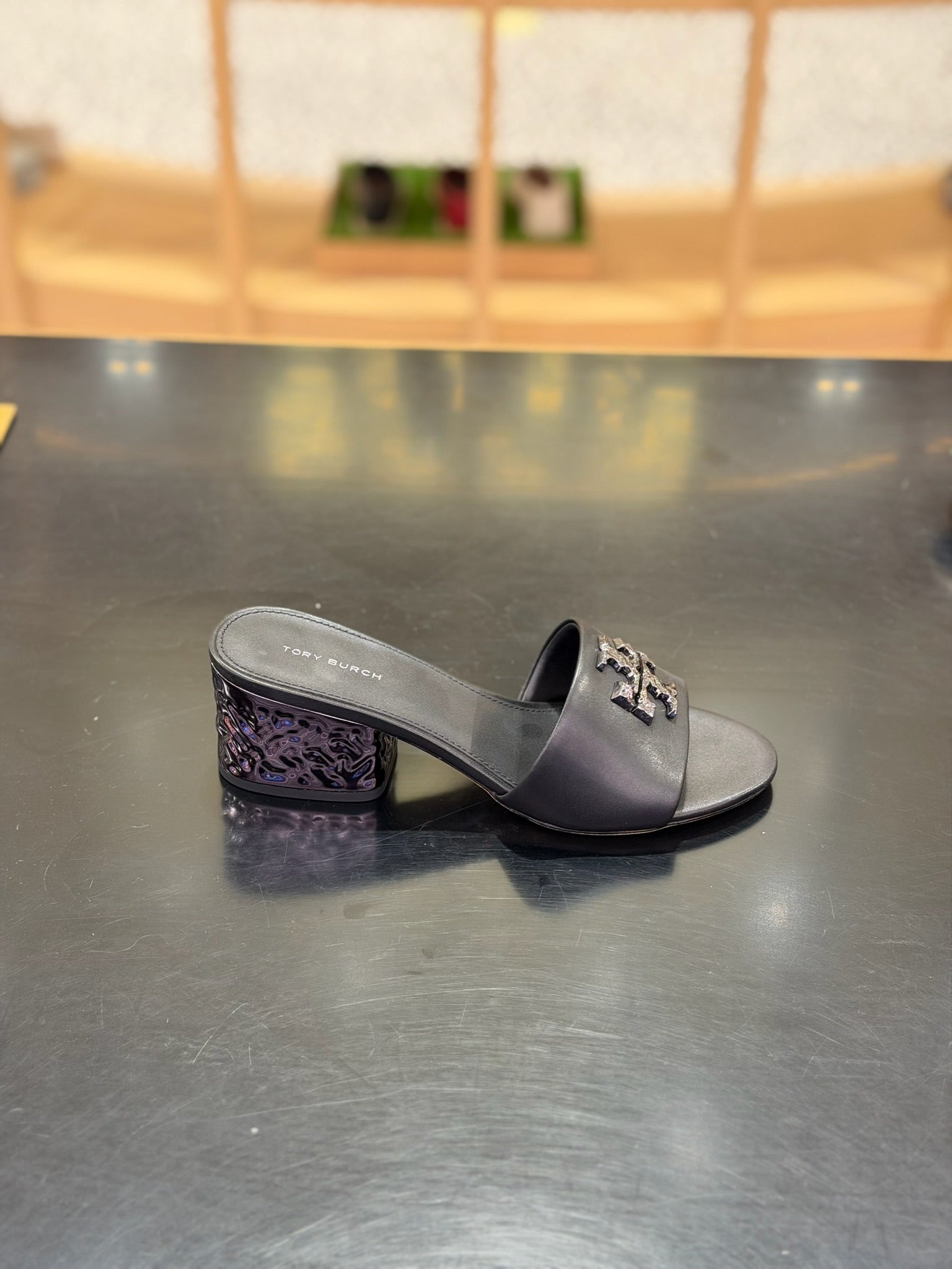 Everly Leather Block Sandal in Black