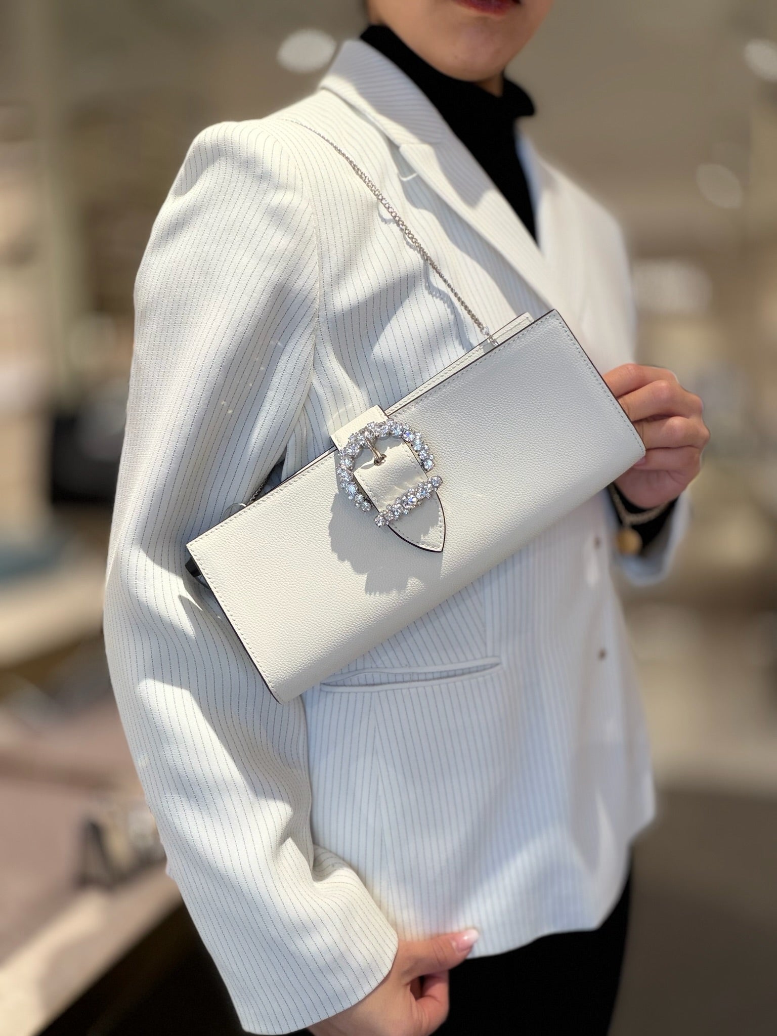 CHERI Soft Grainy Leather Chain Bag