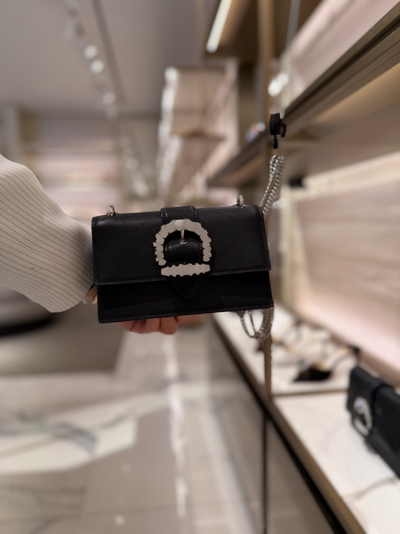 CHERI Paris Soft Grainy Leather Chain Bag