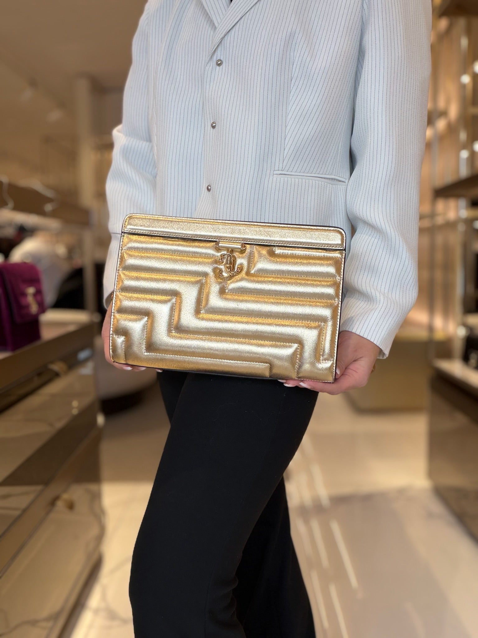 Avenue Quilted Golden Leather pouch