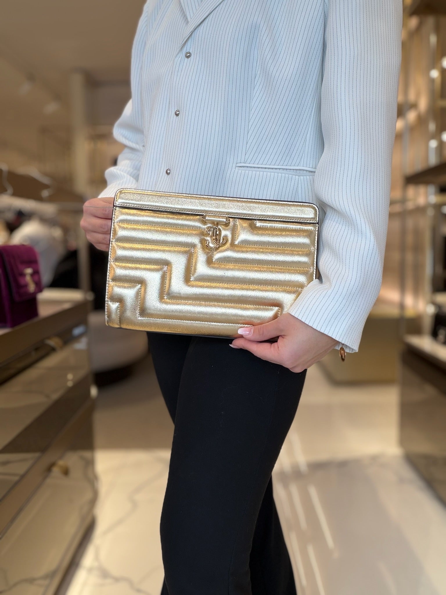 Avenue Quilted Golden Leather pouch