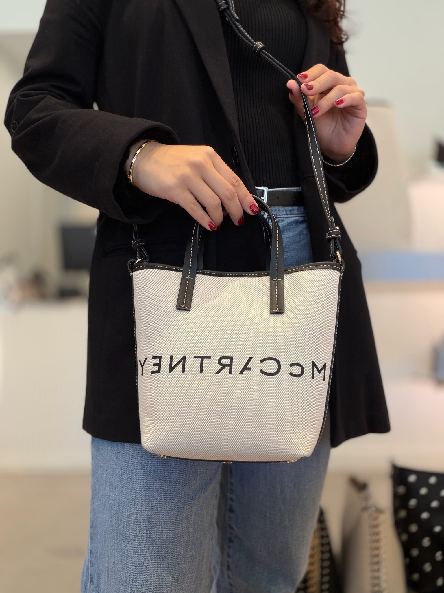 Stella McCartney Mini Logo Tote Canvas - Natural