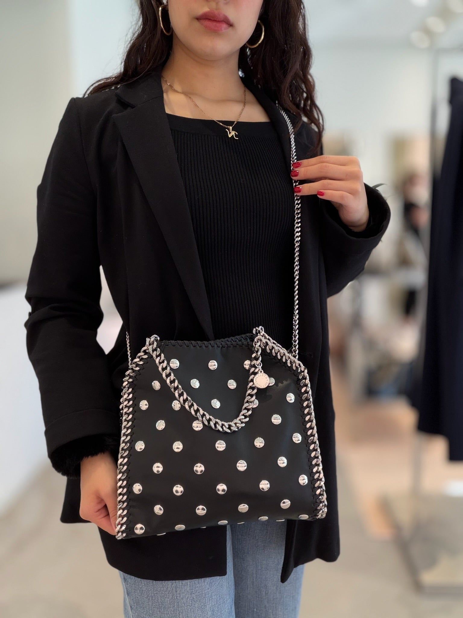 Stella McCartney Falabella Medium Studded - Black