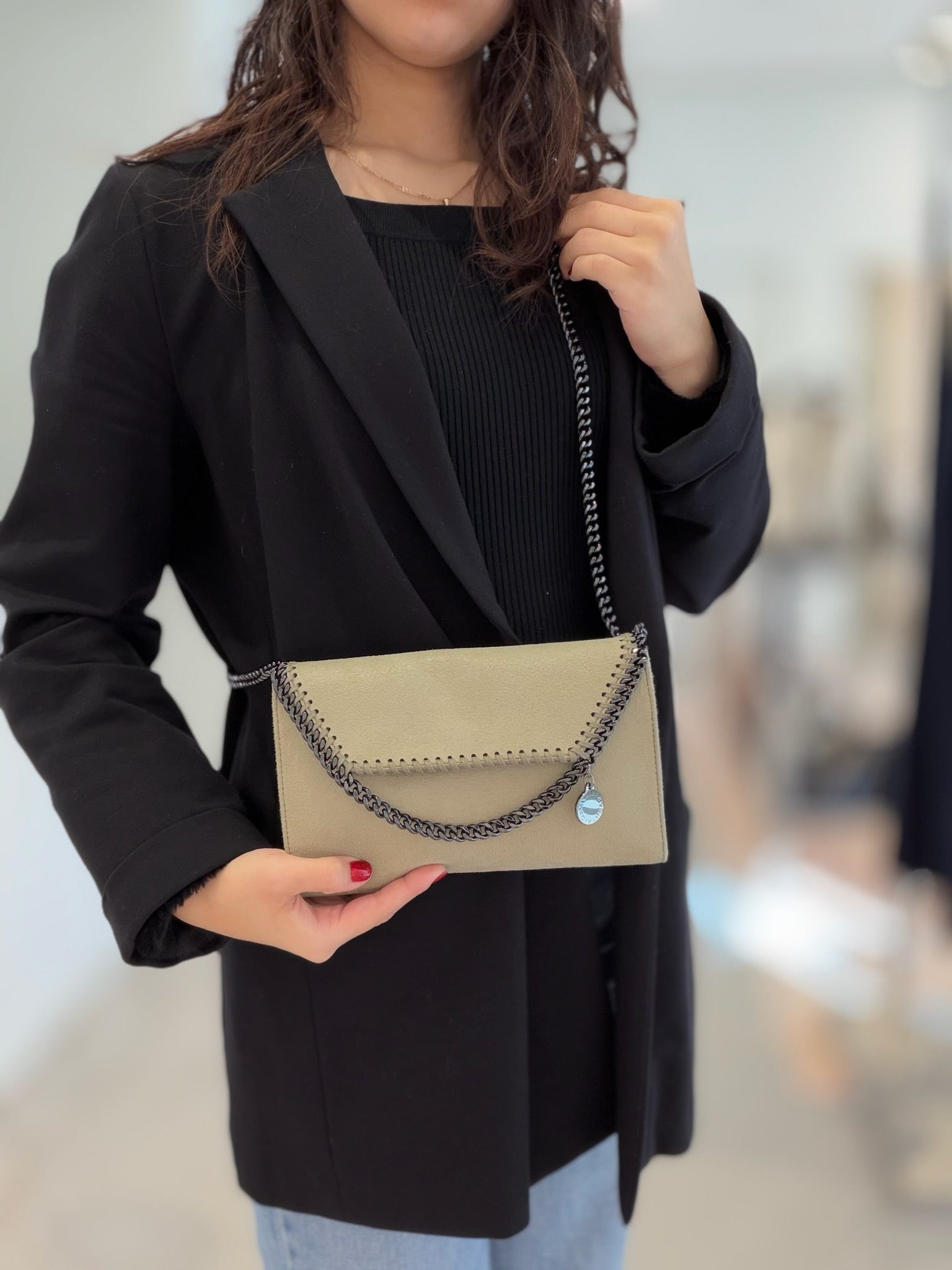 Stella McCartney Falabella Chain Wallet - Beige