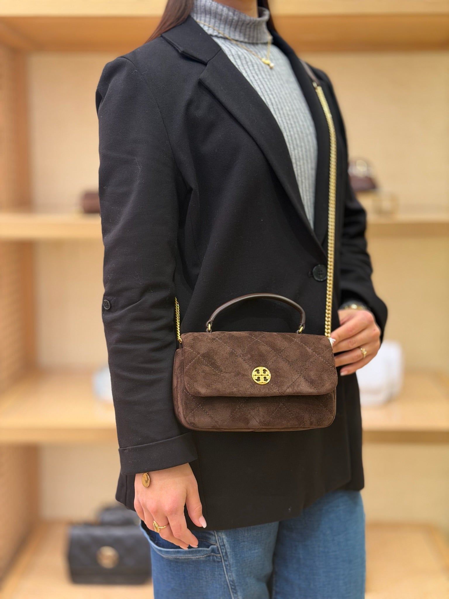 Willa Suede Mini Top Handle Bag