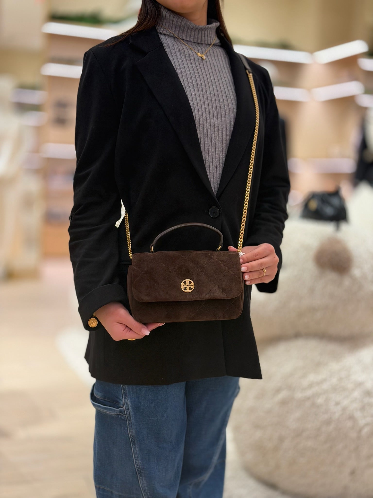 Willa Suede Mini Top Handle Bag