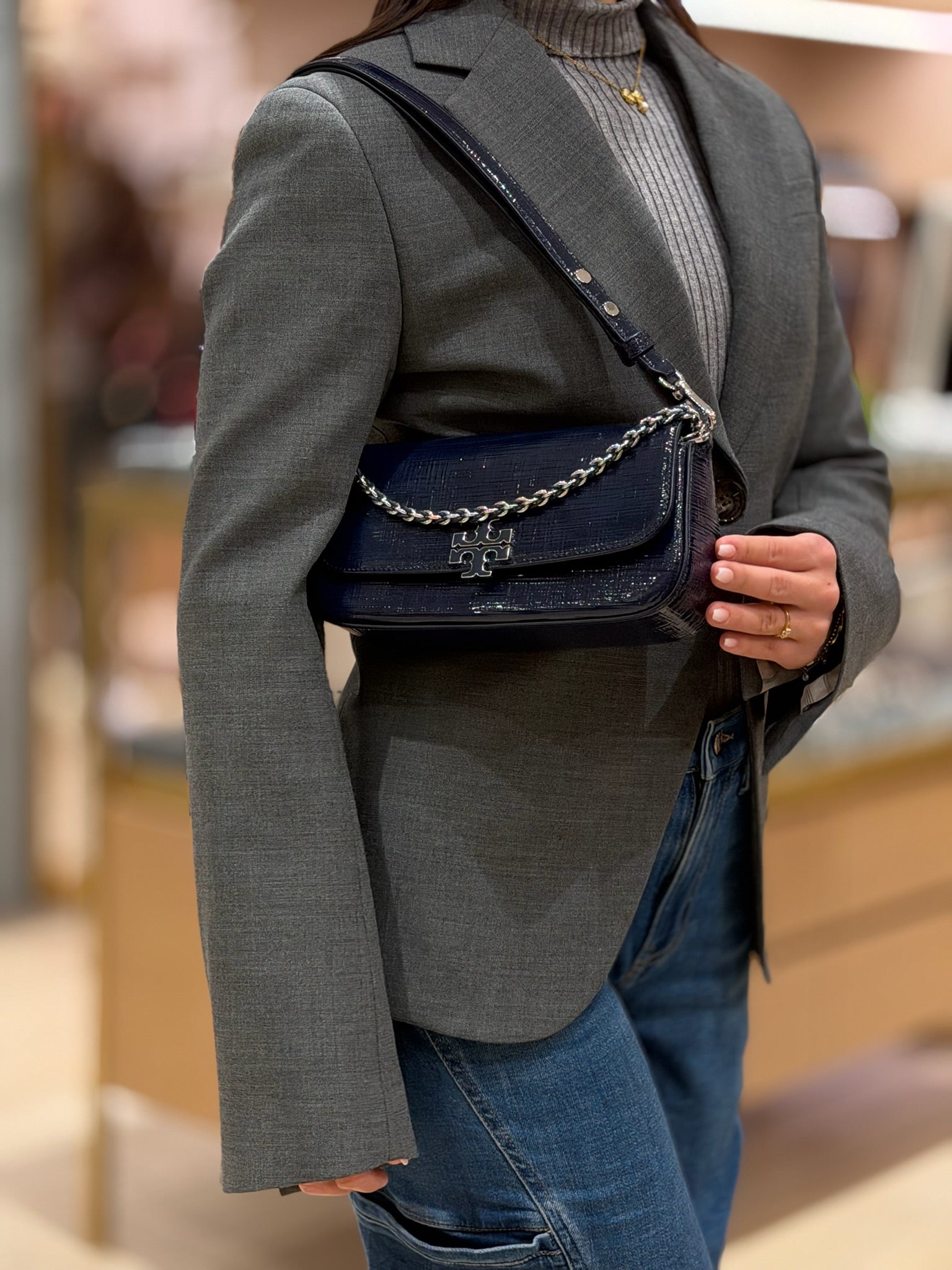 Britten Textured Patent Convertible Crossbody