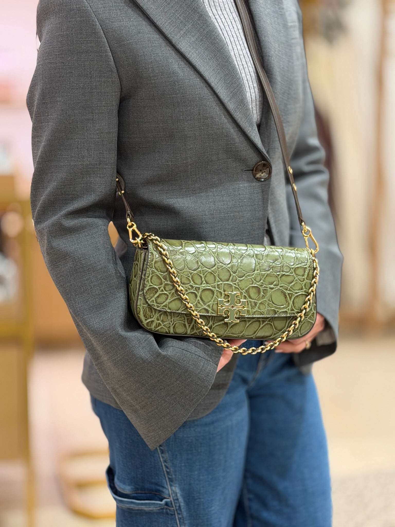 Britten Embossed Croc Convertible Crossbody