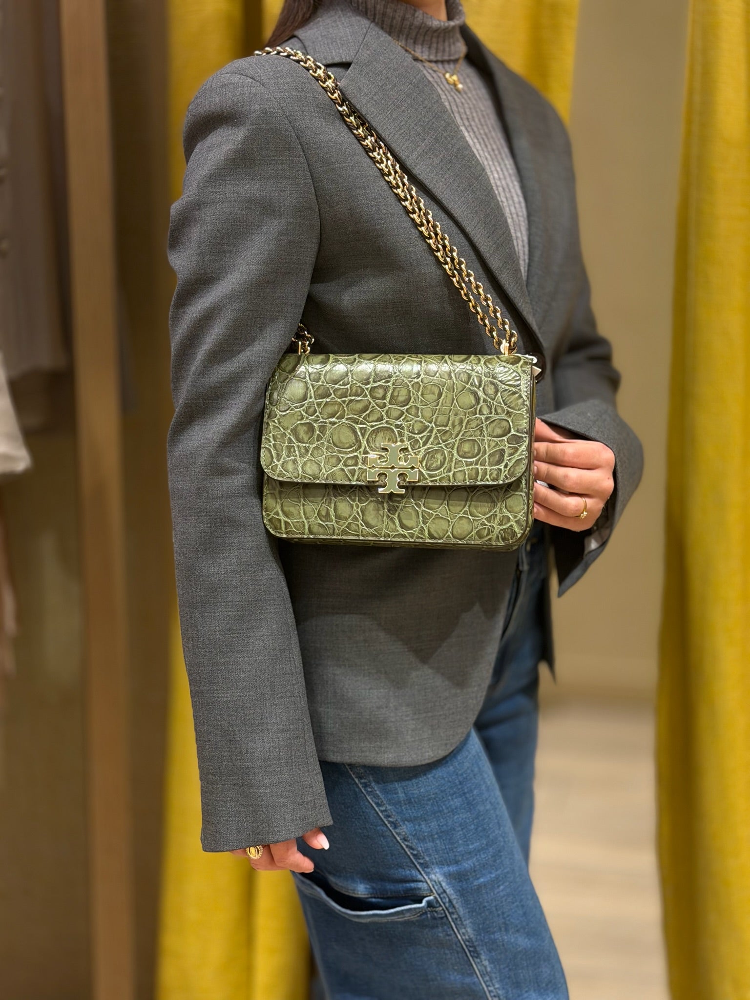 Britten Embossed Croc Small Shoulder Bag