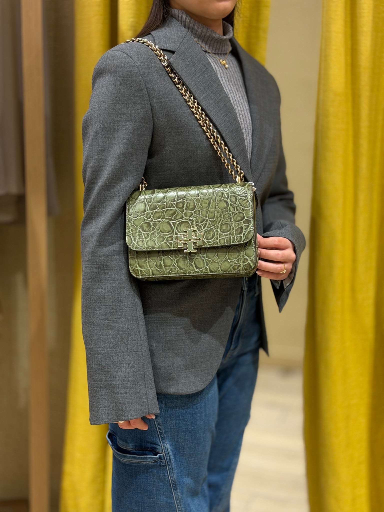 Britten Embossed Croc Small Shoulder Bag