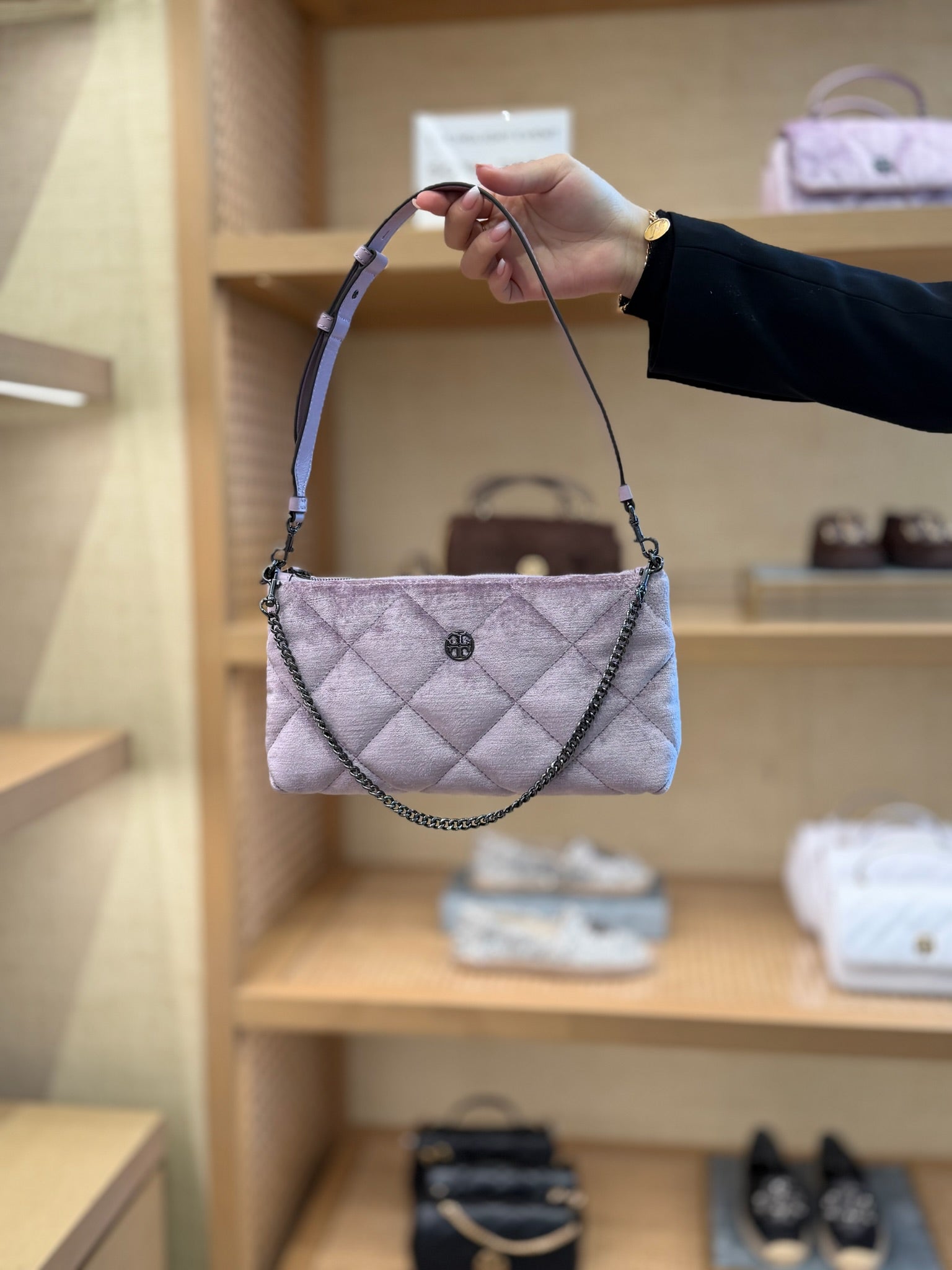 Willa Velvet Zip Shoulder Bag