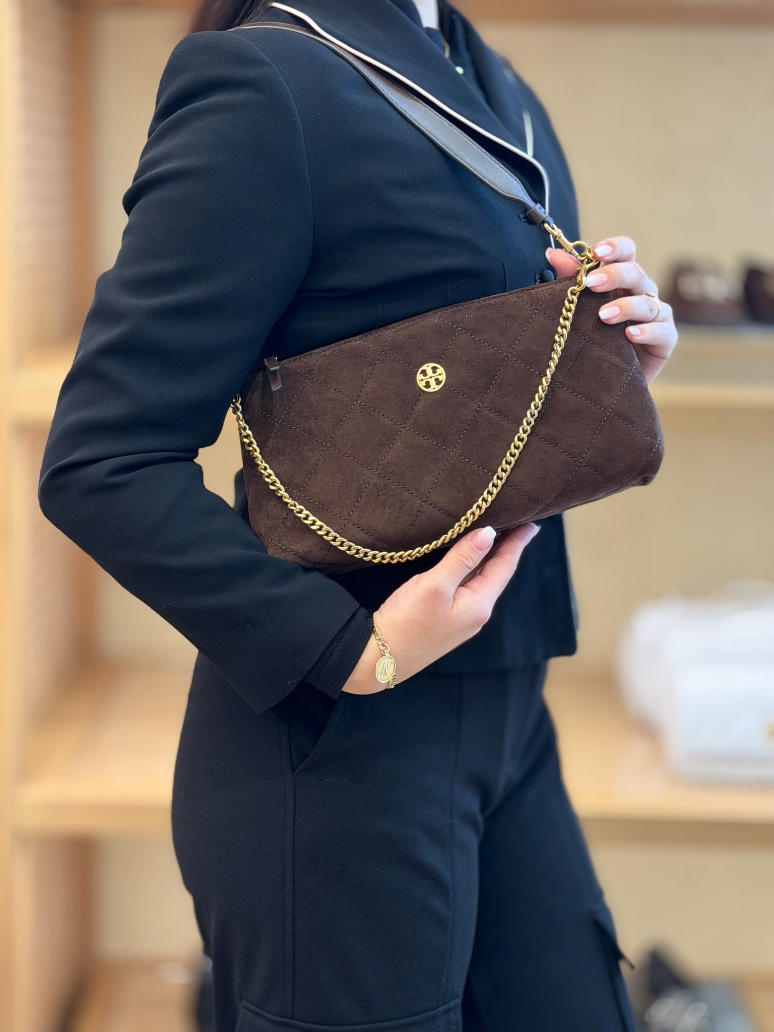 Willa Suede Zip Shoulder Bag