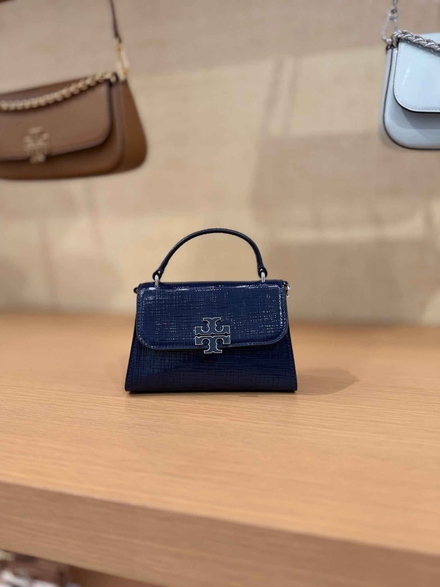 Britten Textured Patent Mini Top Handle