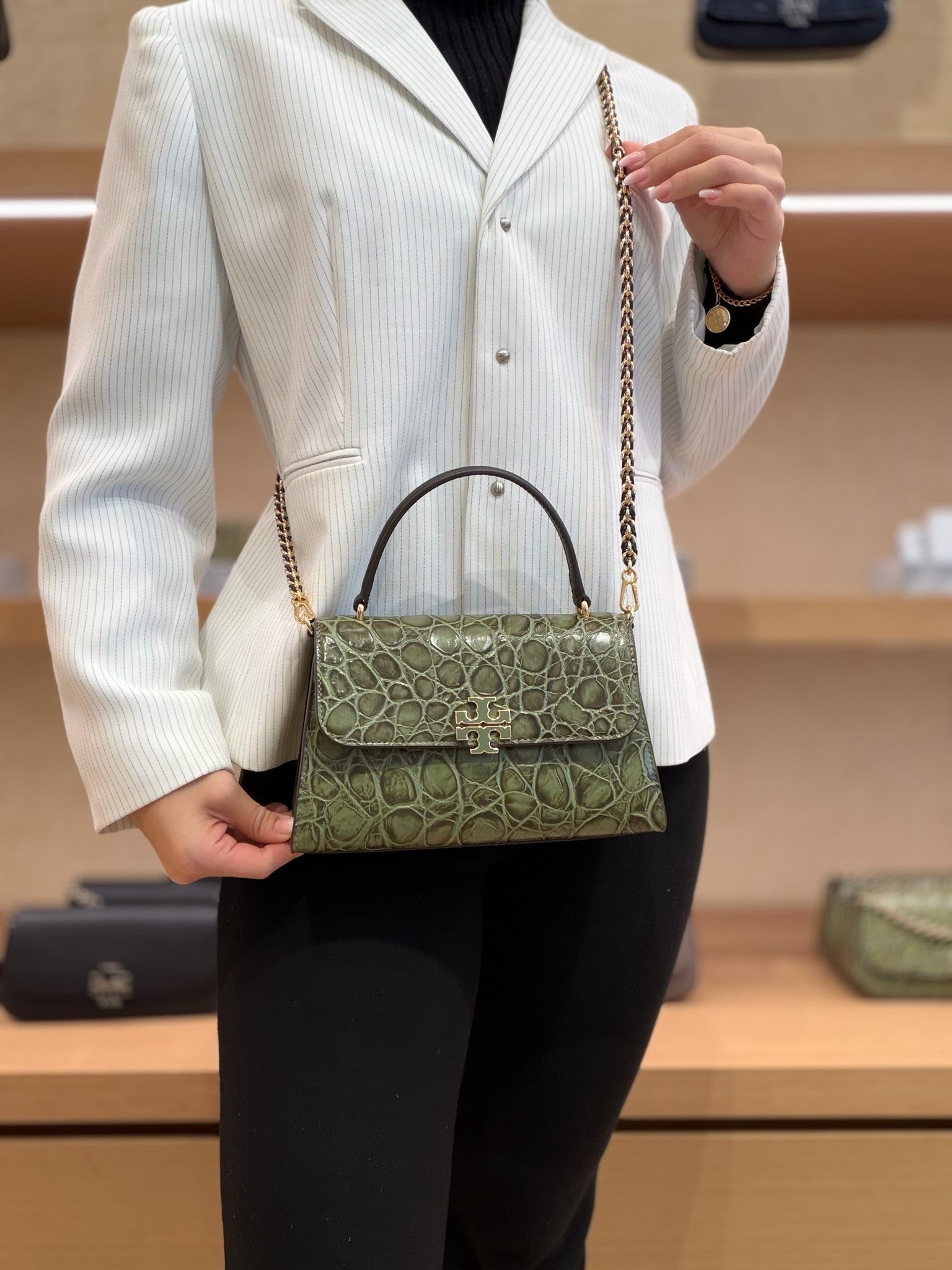 Britten Embossed Croc Top Handle