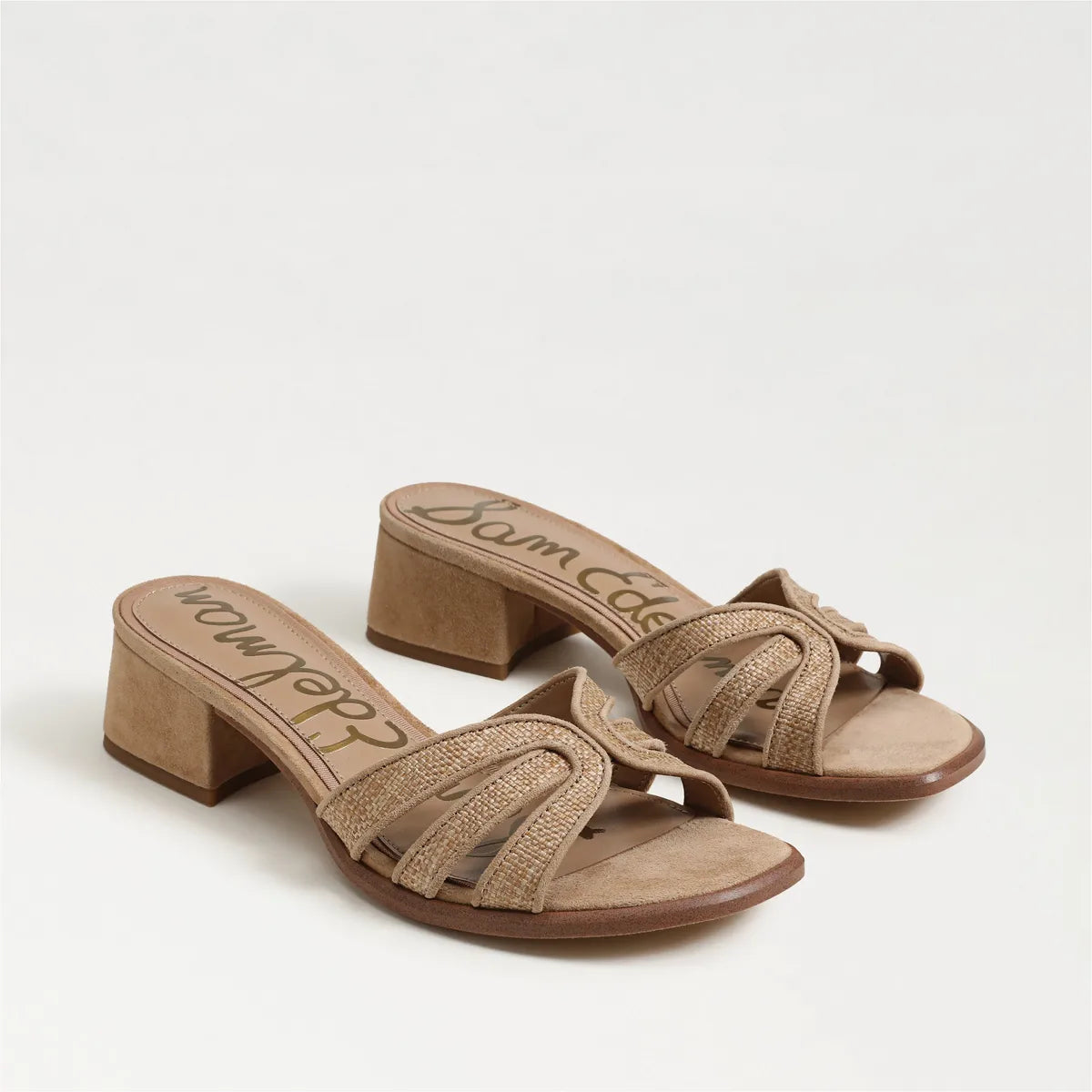 Buff Tan Faux Raffia/Suede