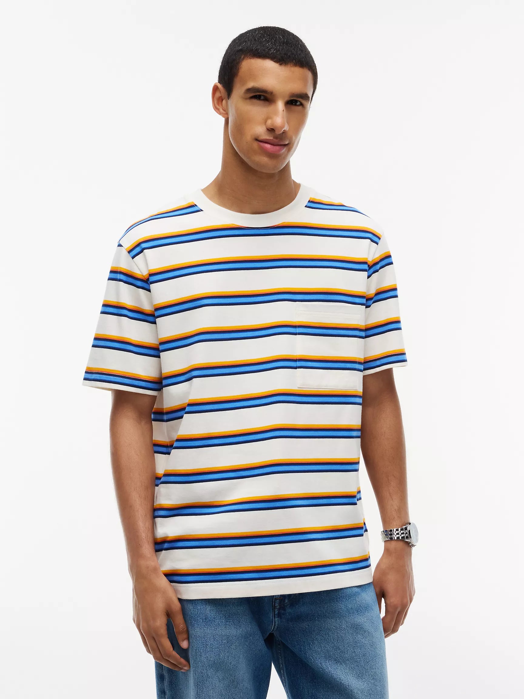 Ivory Petal/Orange/Blue Stripe