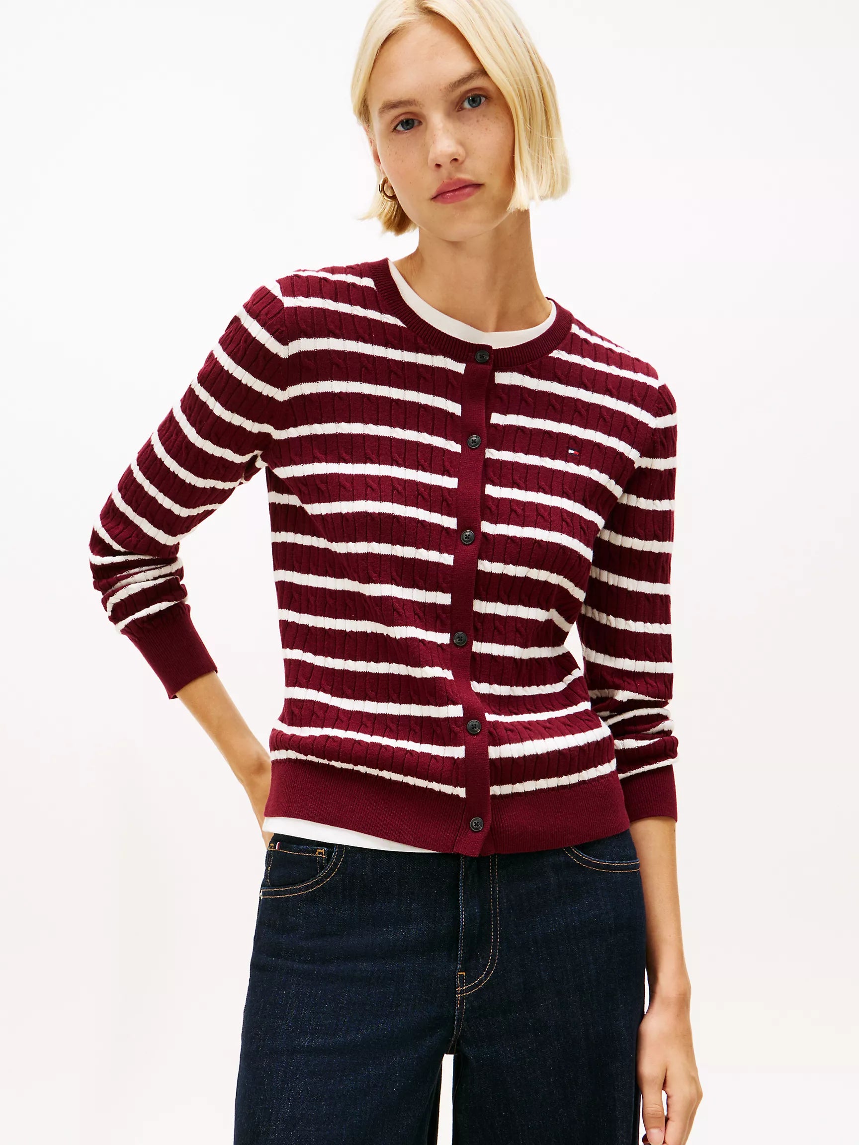 Burgundy / Ivory Silk Stripe