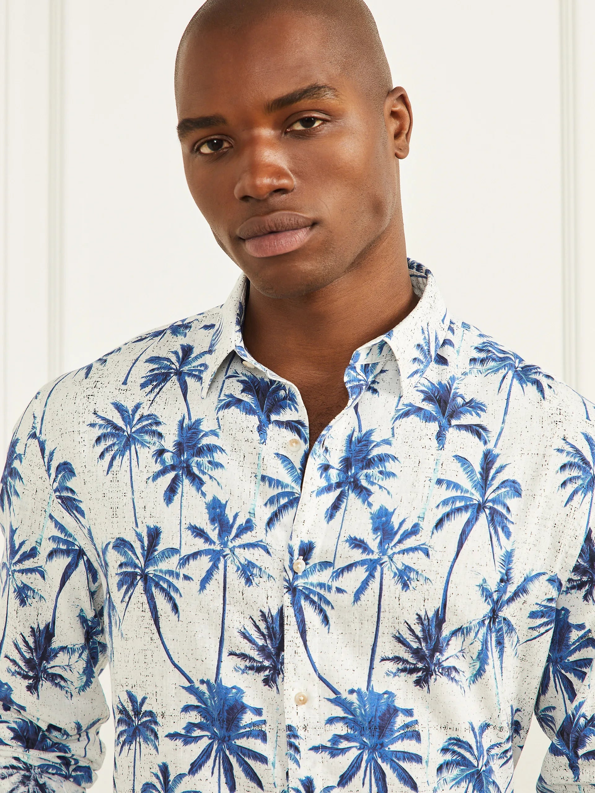 Blue Palm Print
