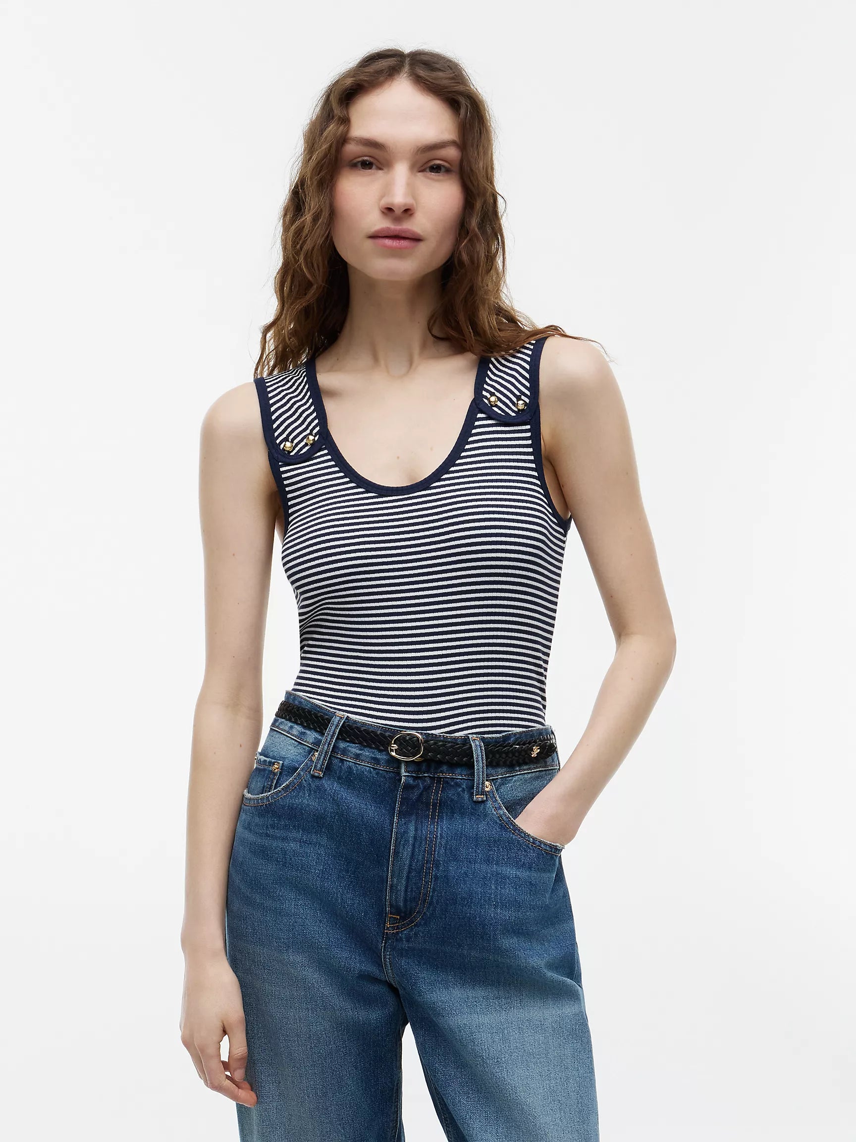 Navy Blue / Ecru Stripe