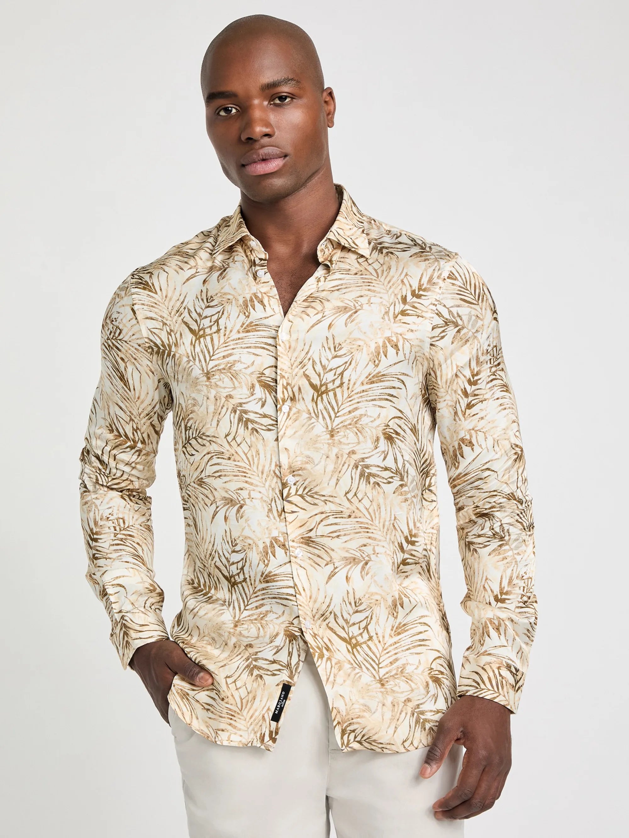 Ecru Sand Foliage Print