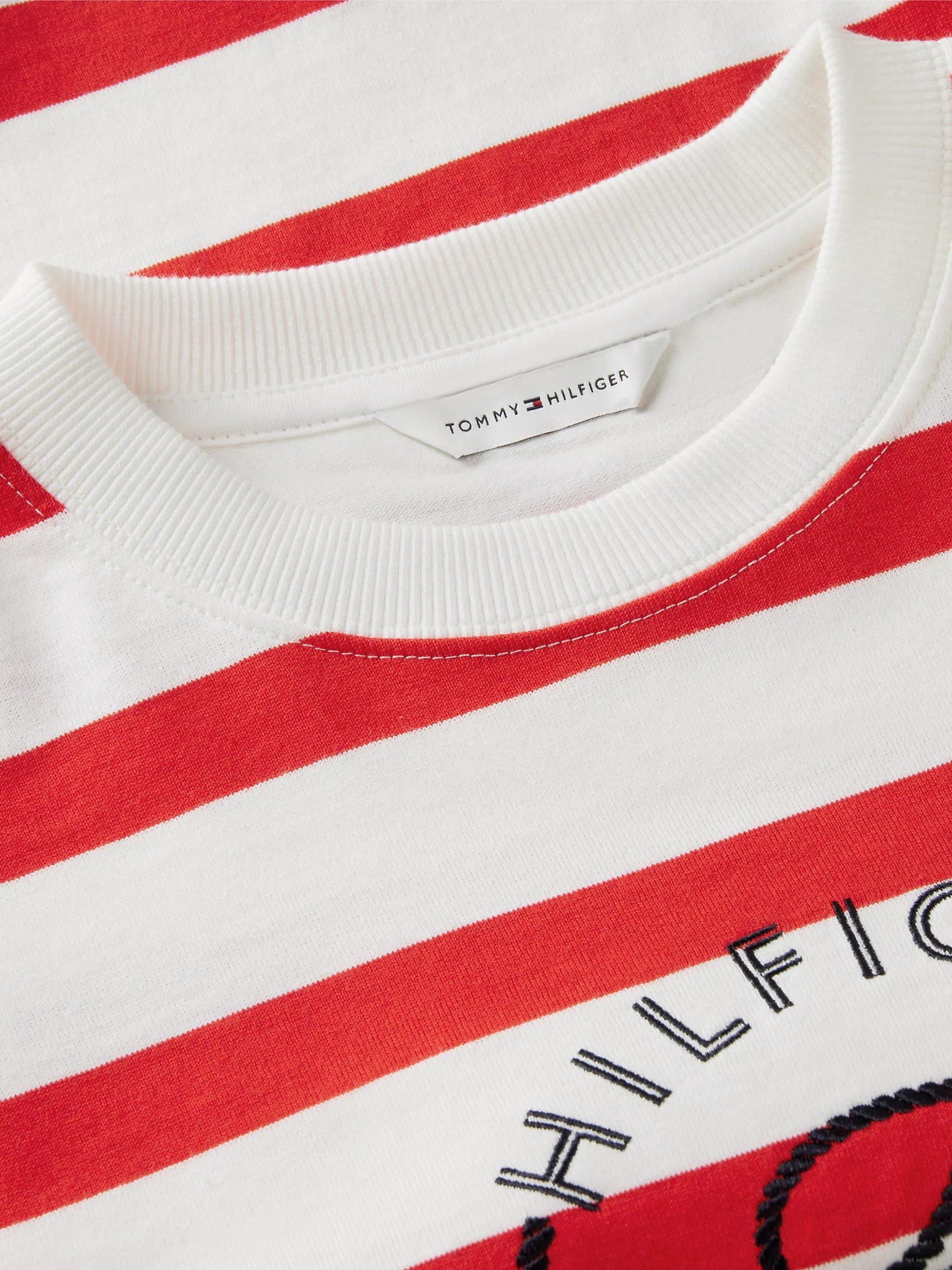 Fire Red / Ecru Stripe