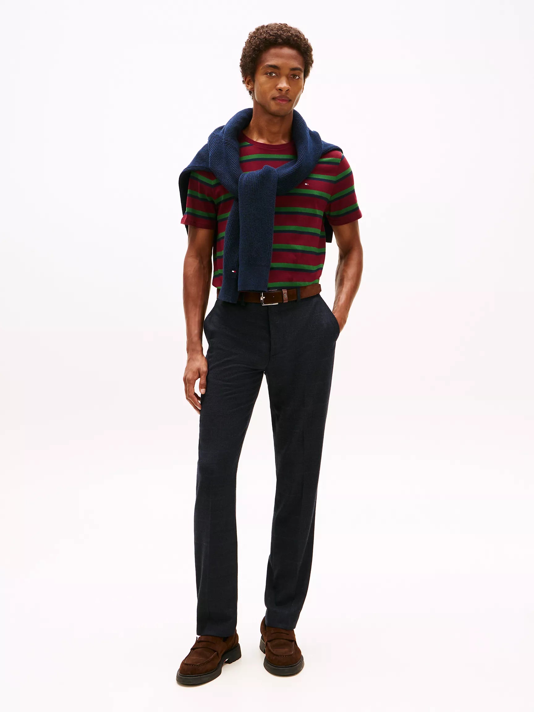 Deep Rouge/Green Stripe