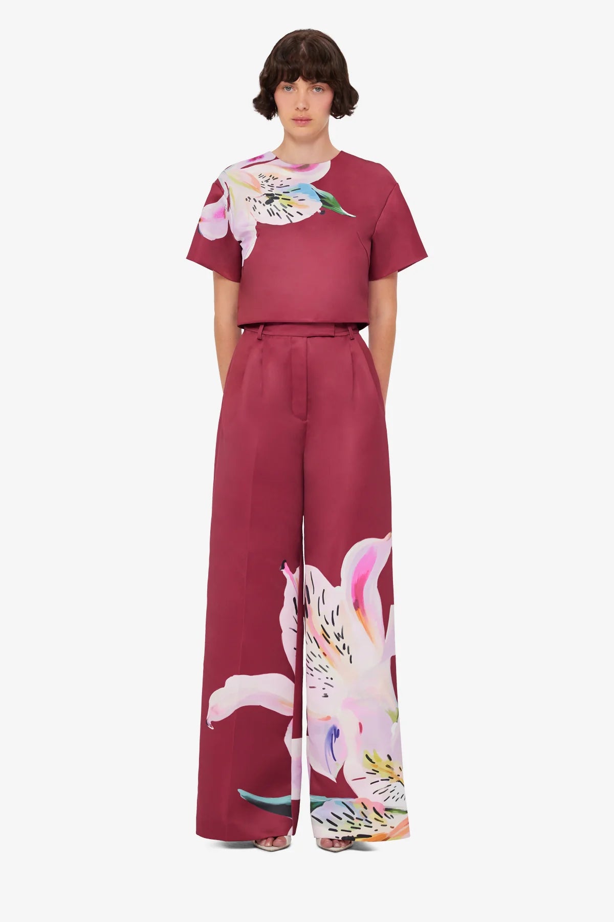 Lily Print in Burgundy